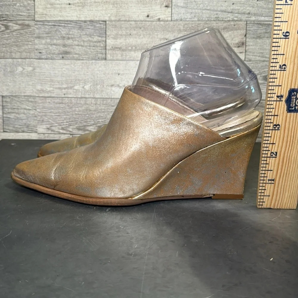 Free People FP Gold Metallic Wedge Galactica Mule Size 37 (US 6.5) - Picture 4 of 10